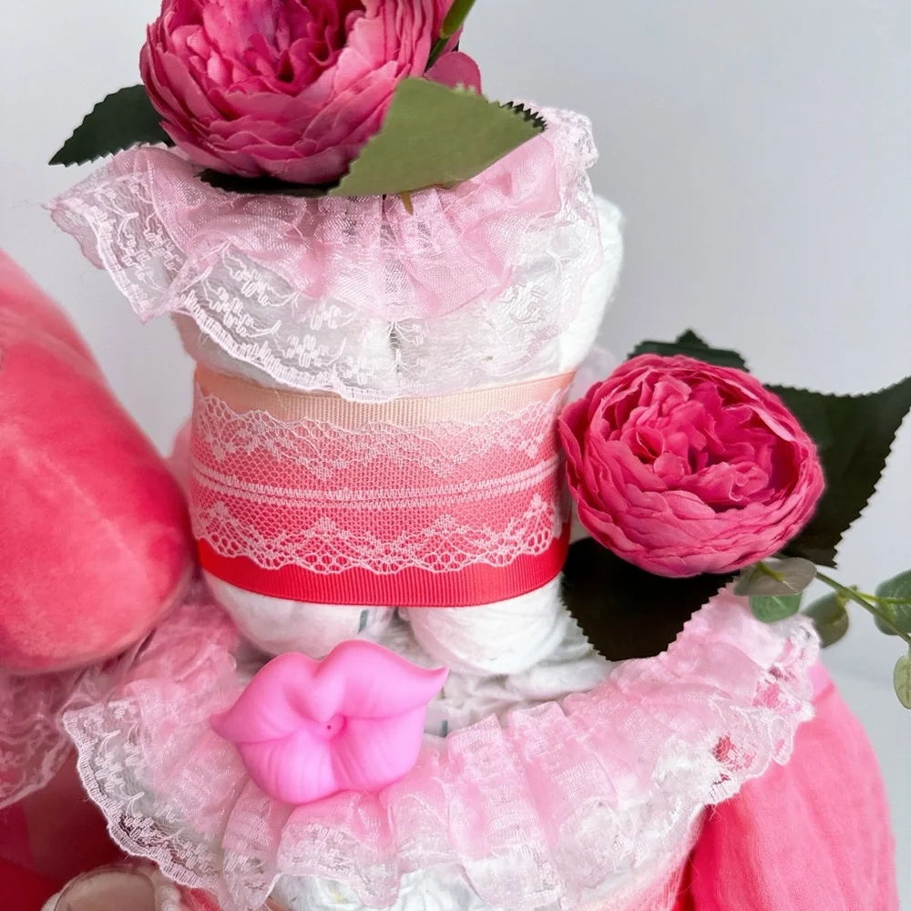 Dinosaur Girl Diaper Cake, Baby Shower Gift